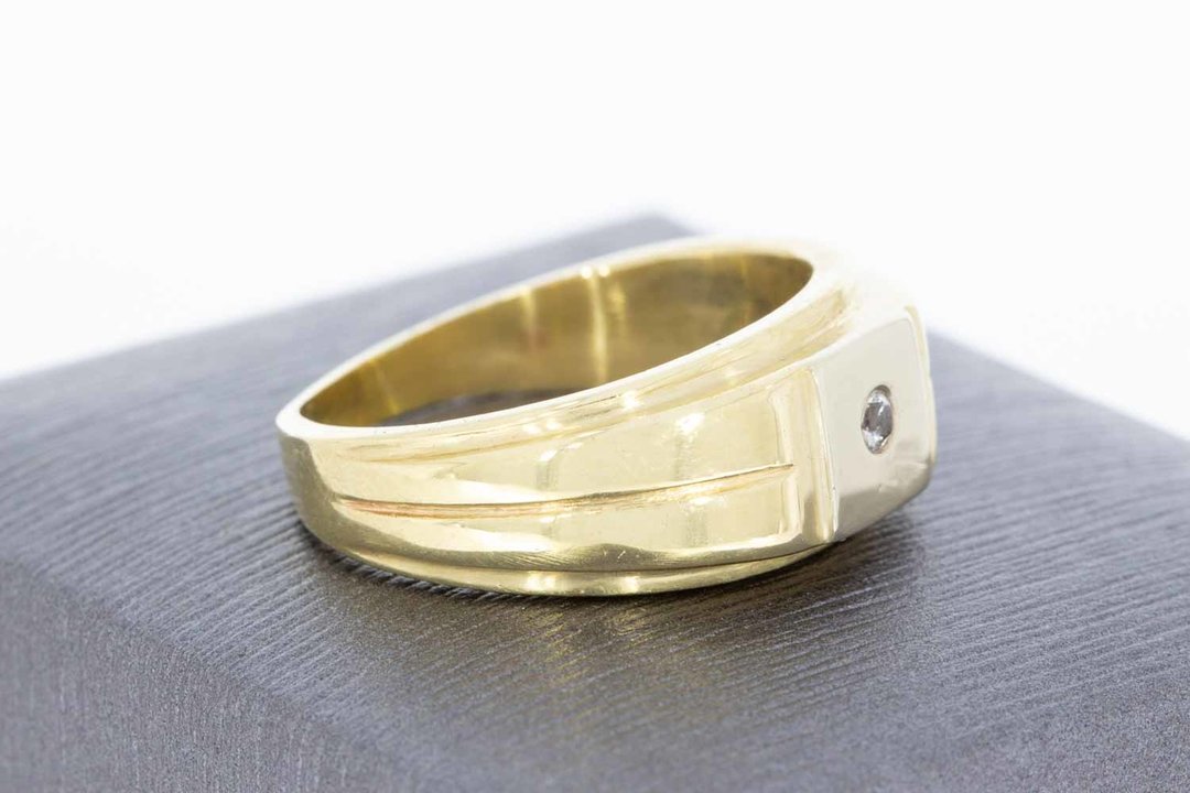 14 Karaat bicolor gouden ring gezet met solitaire Zirkonia