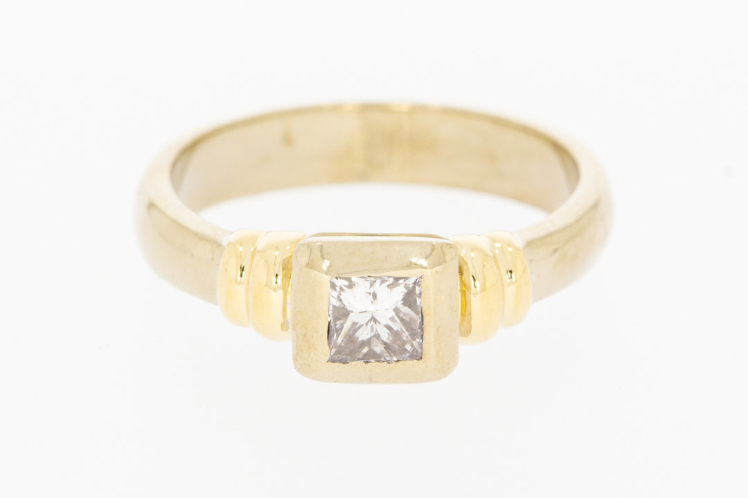 18 karaat gouden Solitair ring gezet met Diamant - 16,9 mm 