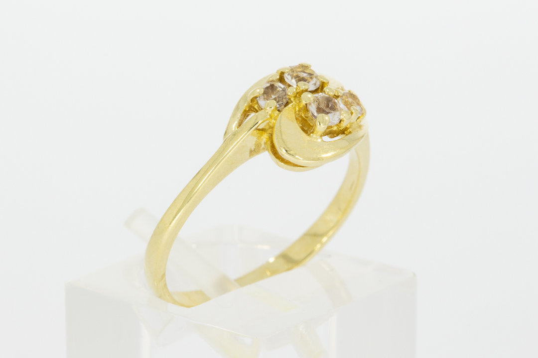 14 Karaat bicolor gouden ring gezet met Zirkonia - 17,4 mm