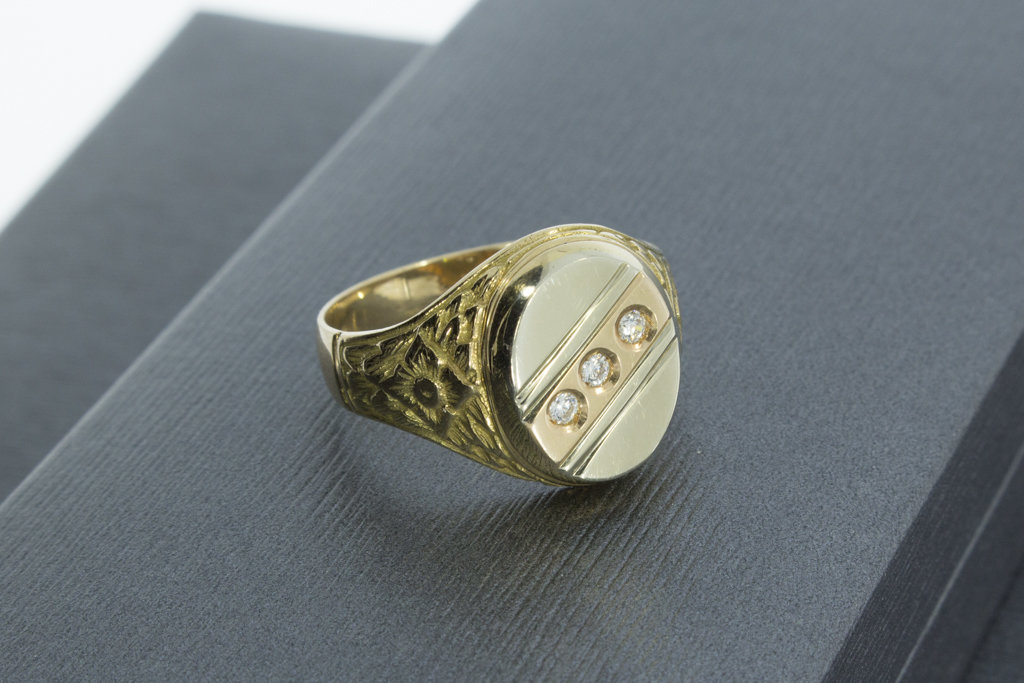 14 Karaat bicolor geel gouden Statement ring met Zirkonia