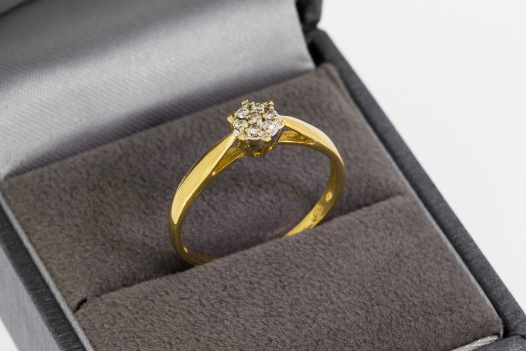 18 Karaat geelgouden Rozet Ring gezet met Diamant
