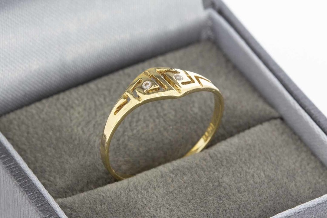 14 Karaat geel gouden Fantasie ring gezet met Zirkonia's
