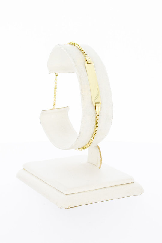 14 Karaat gouden Venetiaanse armband met naamplaat-18,5 cm