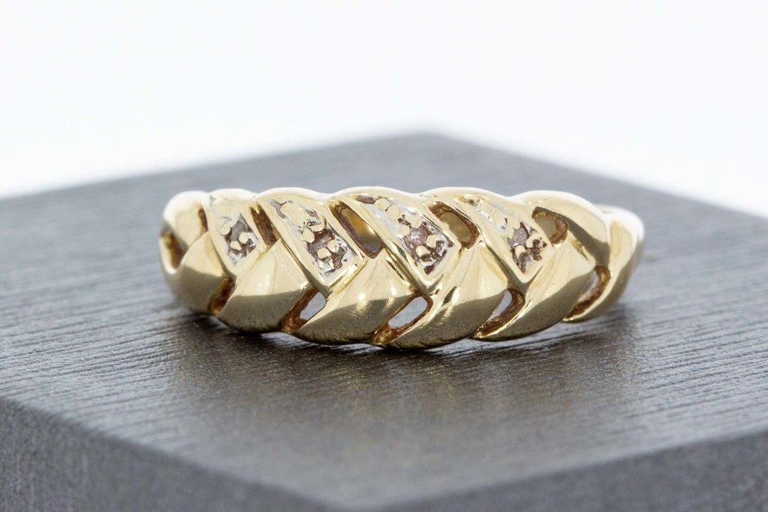 14 Karaat bicolor gouden Fantasie ring gezet met Zirkonia