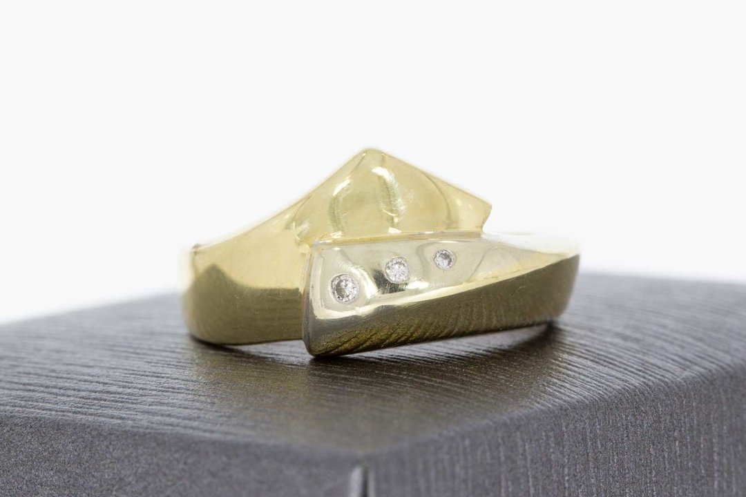 14 Karaat bicolor gouden Slagring gezet met Diamant