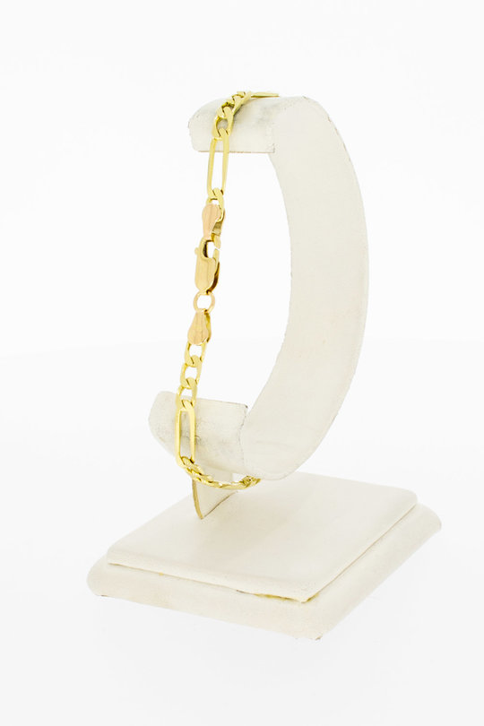 14 Karaat geel gouden Figaro schakelarmband - 21,3 cm