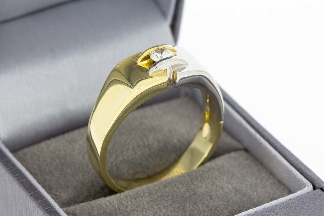 18 Karaat gouden Statement ring met Diamant (0.21 crt)