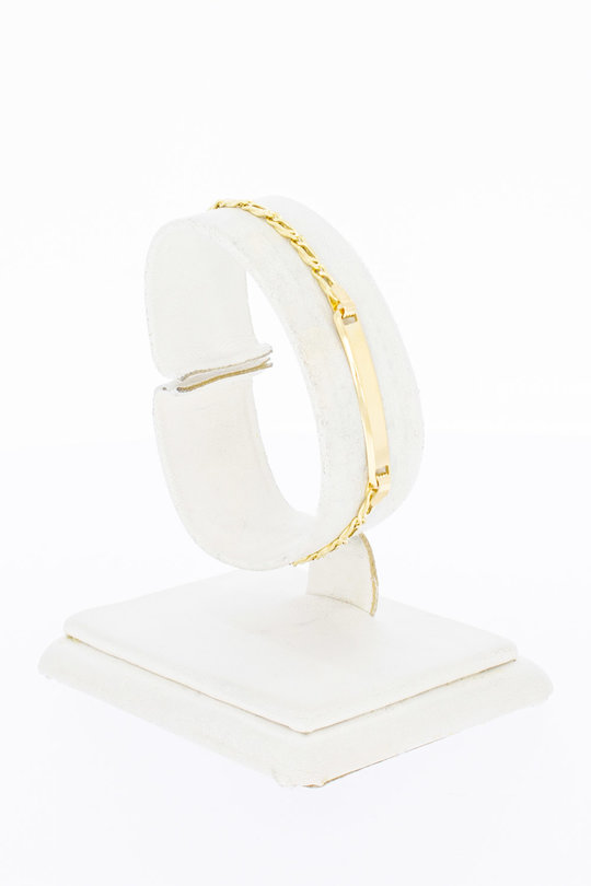 18 Karaat gouden Valkoog Naamplaat armband - 15,5 cm 