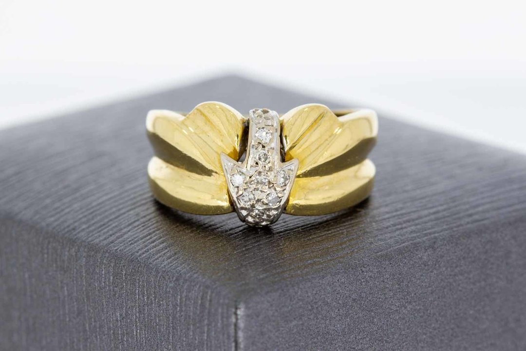 18 karaat bicolor gouden ring gezet met Diamant - 16,5 mm