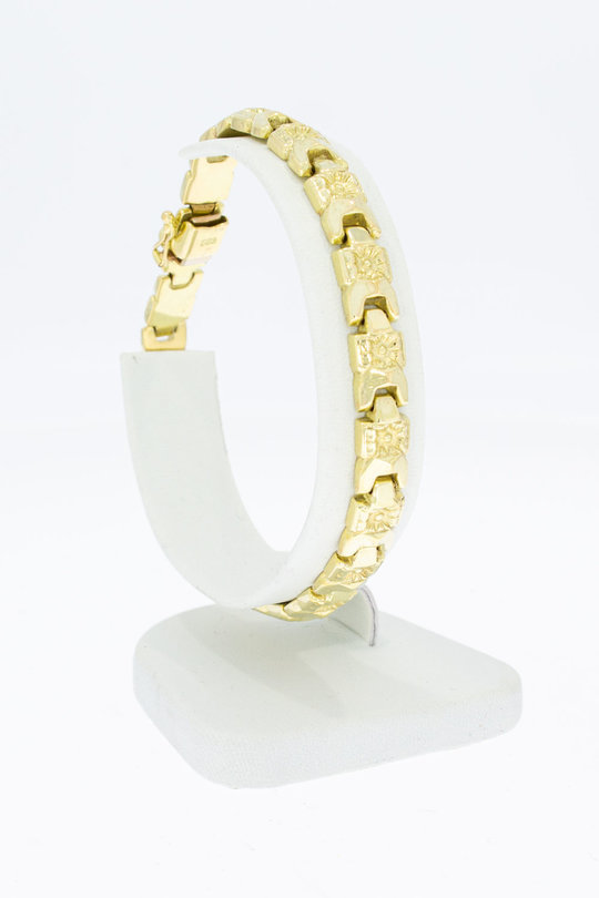 14 Karaat geel gouden Fantasie schakel armband - 19,8 cm