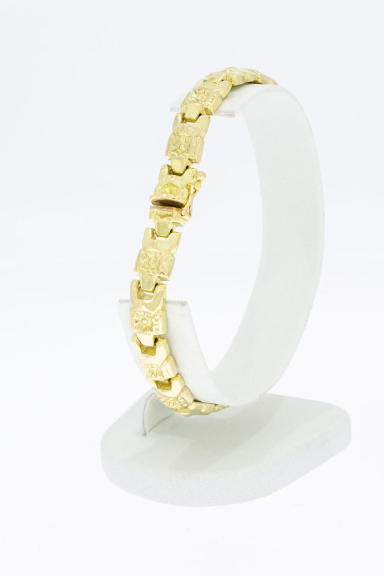 14 Karaat geel gouden Fantasie schakel armband - 19,8 cm