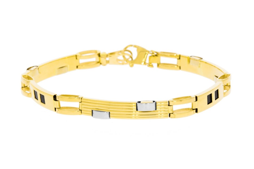 14 Karaat gouden armband met Onyx - 20 cm