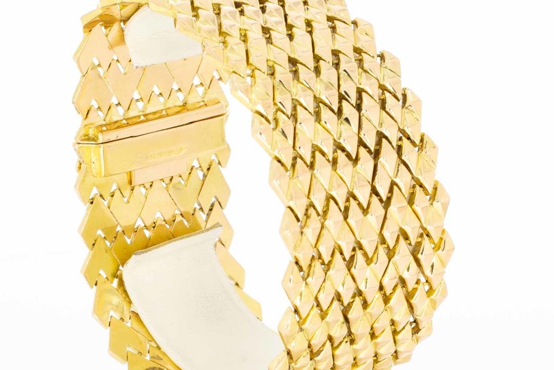 18 Karaat gouden brede Wiebertjes armband - 19 cm