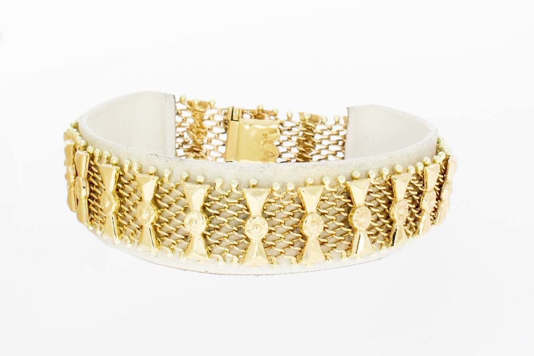 14 Karaat gouden Fantasie gevlochten armband - 19,3 cm