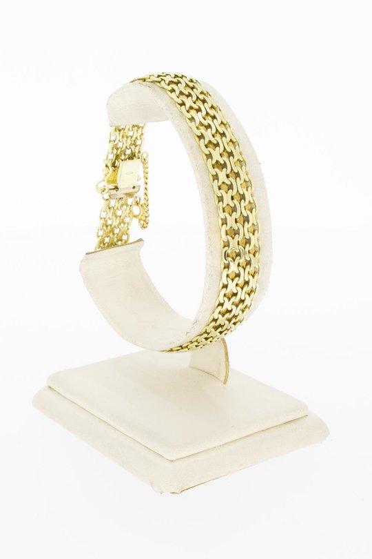 14 Karaat gouden gevlochten schakelarmband-19,4 cm