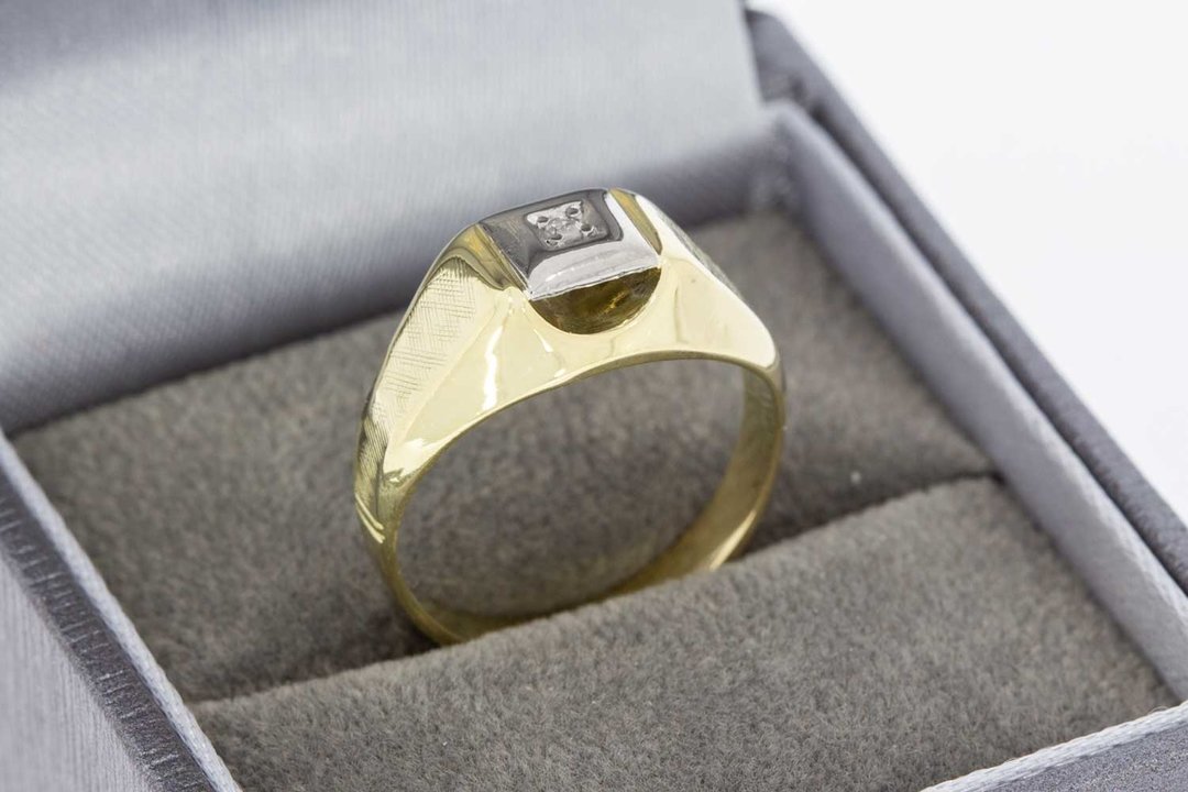 14 Karaat gouden Statement ring gezet Diamant (0.02 crt)