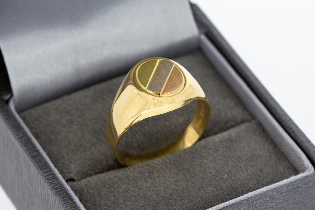 18 Karaat gouden tricolor Zegelring (pink ring) - 17,7