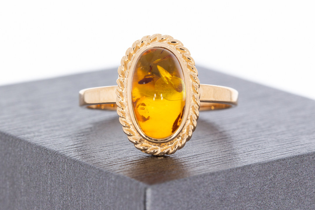 14 Karaat Rose gouden ring gezet met Barnsteen - 19 mm