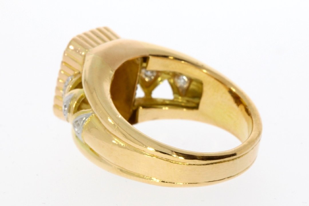 18 Karaat geelgouden Ring met Citrien en Diamant
