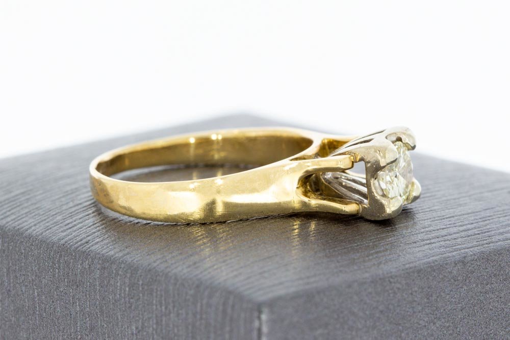 18 Karaat bicolor gouden Solitair ring met Diamant 0,45 crt