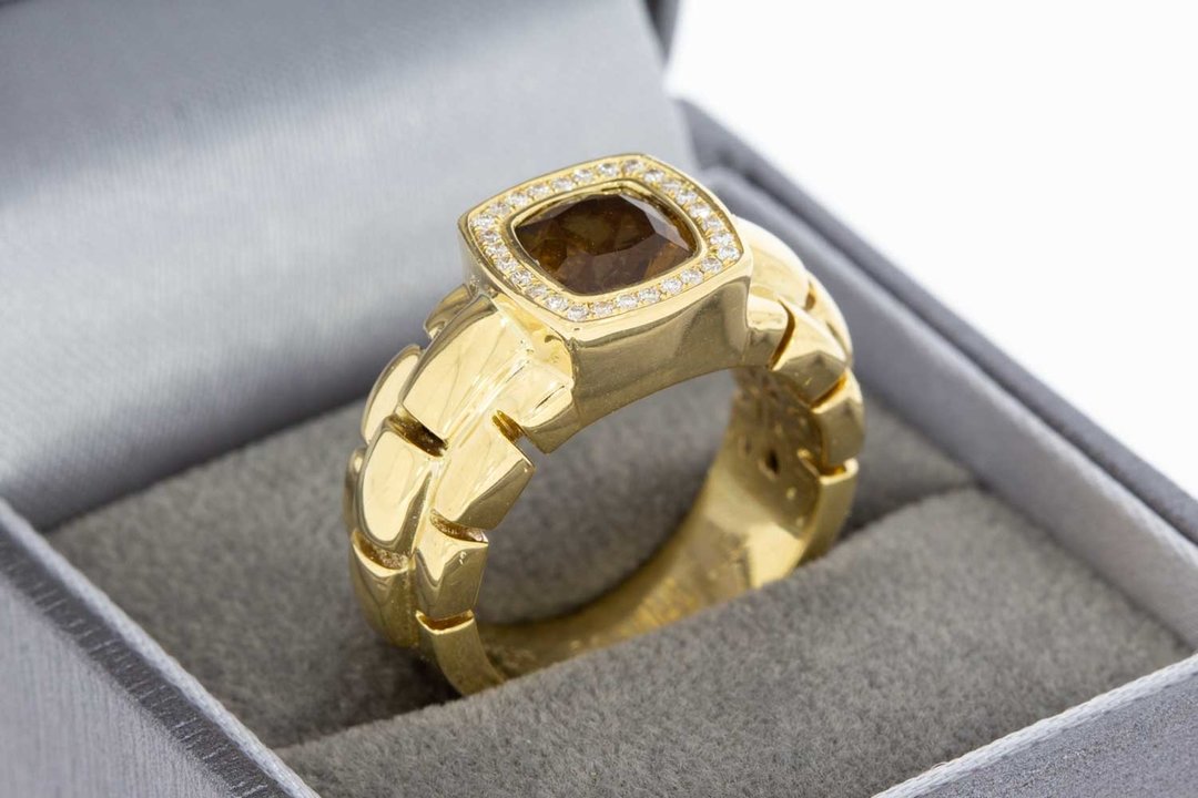 18 Karaat gouden Tirisi Solitair ring met Topaas en Diamant