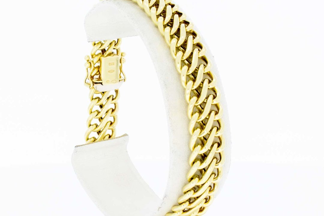 14 Karaat geel gouden gevlochten schakel armband - 20 cm