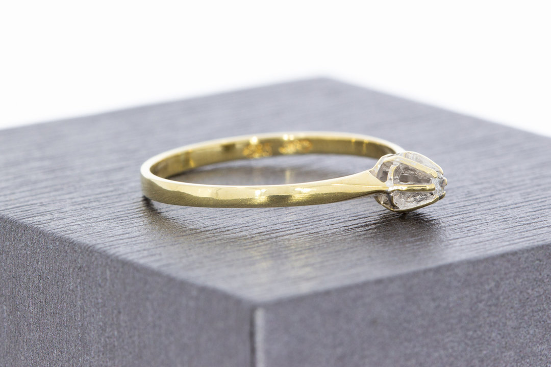 14 Karaat gouden Solitair ring met Diamant - 17,5 mm