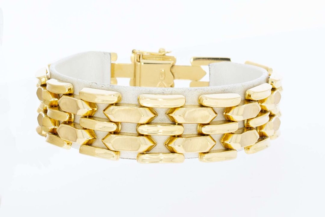 18 Karaat gouden brede Staafjes armband - 19,3 cm
