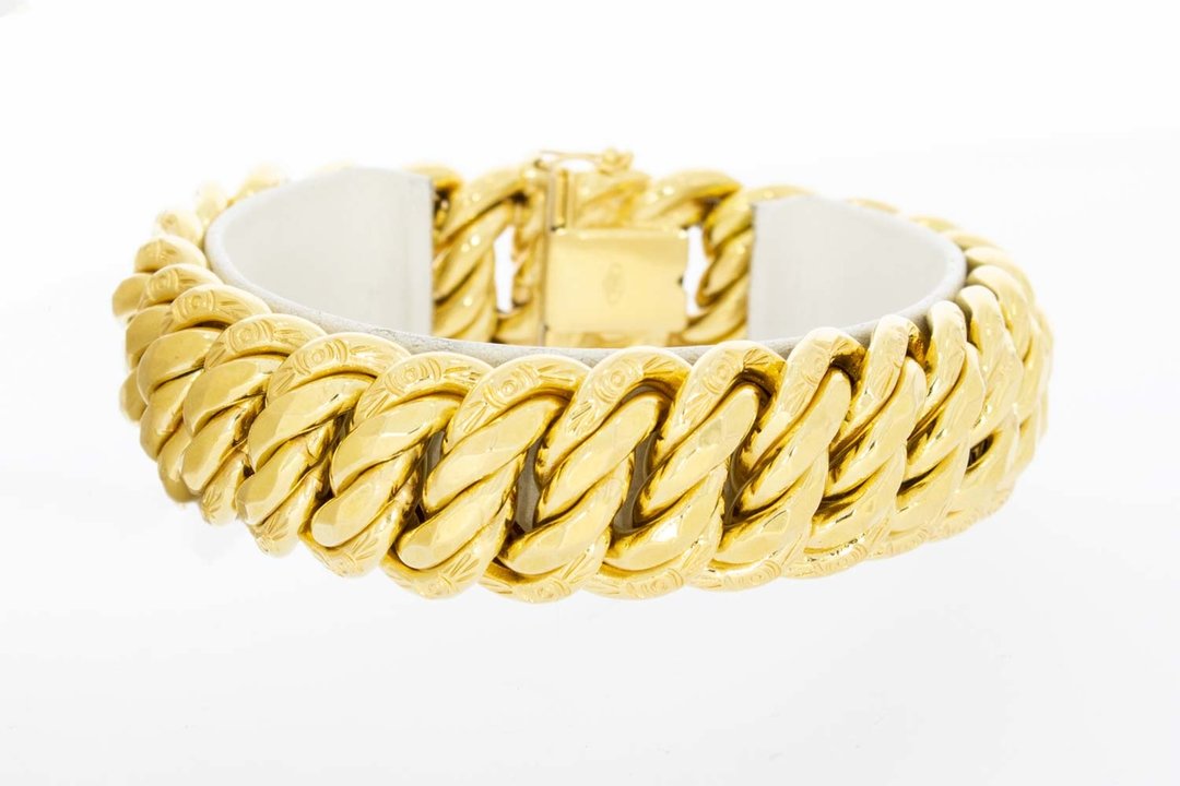 18 Karaat gouden dubbele Gourmet armband - 20,5 cm