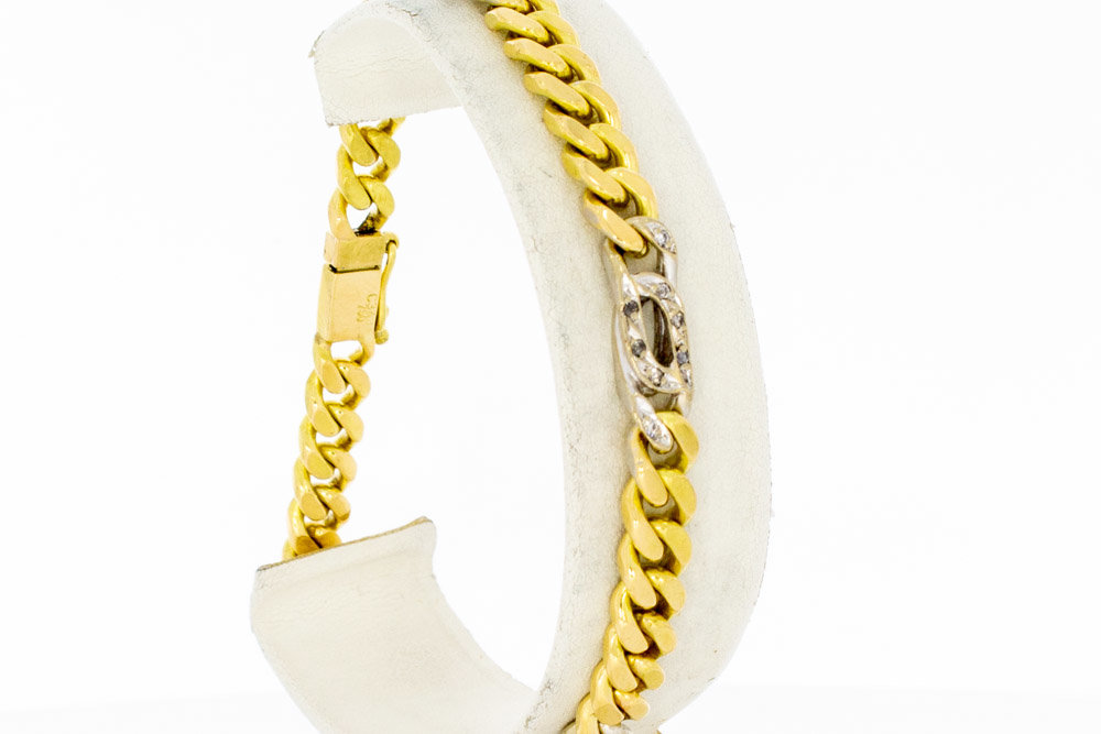 18 Karaat gouden Gourmet armband met Diamant- 21 cm
