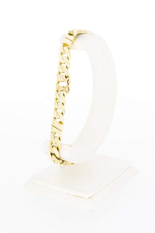 14 karaat gouden gewalste Gourmet schakelarmband- 23,0 cm
