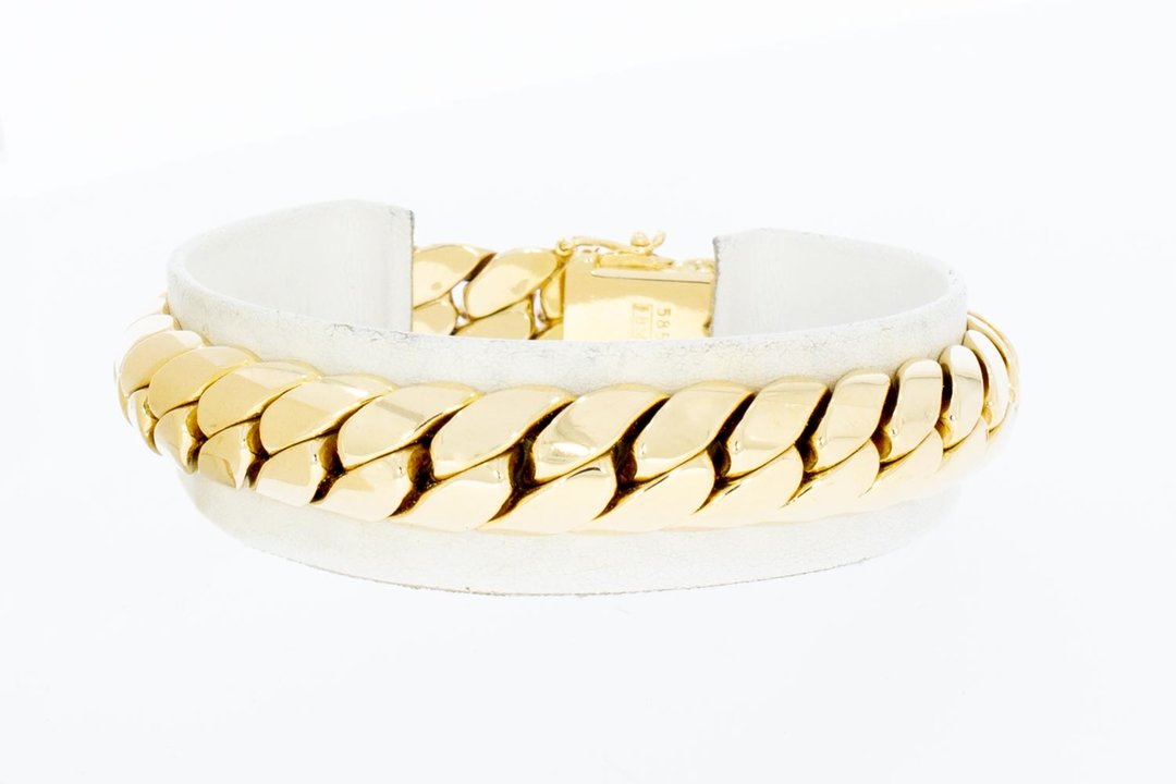 14 Karaat gouden bol gewalste Gourmet armband - 19,4 cm