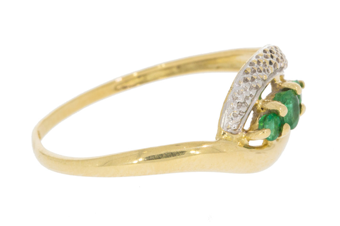 18 Karaat Bicolor gouden ring gezet met Smaragd (16,3 mm)