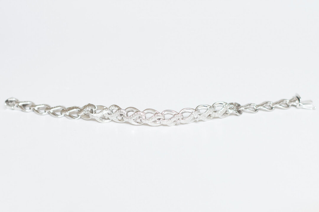 18 Karaat witgouden armband met Diamant- 18,5 cm