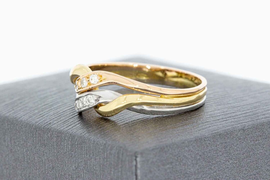 14K gouden Crossover Diamant ring - 18,3 mm