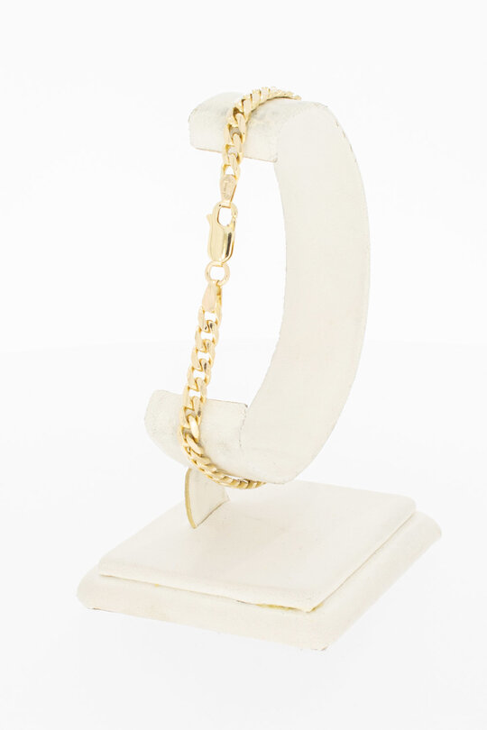 14 Karaat gouden gewalste Gourmet schakel armband - 21 cm