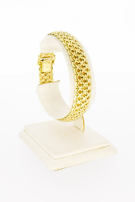 Gevlochten 14 Karaat gouden armband - 19 cm