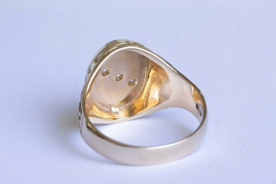 14 Karaat gefigureerde gouden bicolor Statement ring- 20 mm
