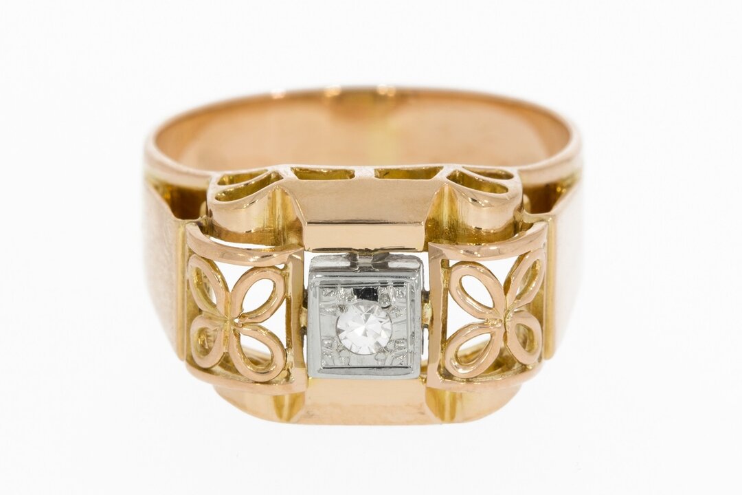 18 Karaat gouden Pinkring met Diamant - 16,7 mm