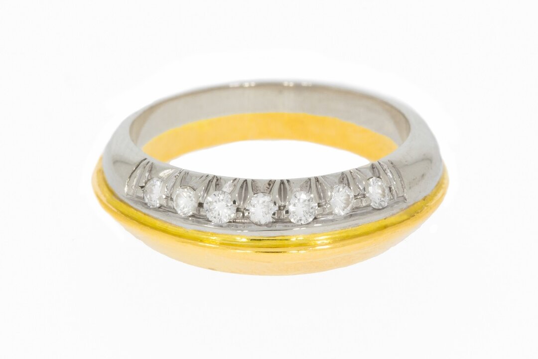 18 Karaat bicolor gouden Diamant ring - 16,5 mm