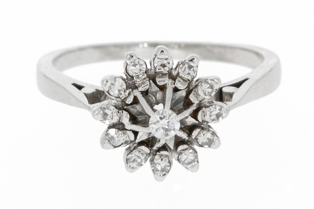 18 Karaat witgouden Rozet diamant ring - 17,3