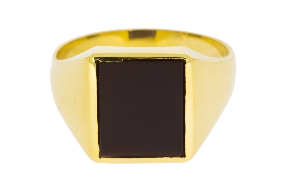 14 karaat gouden Onyx Zegelring - 19,5 mm