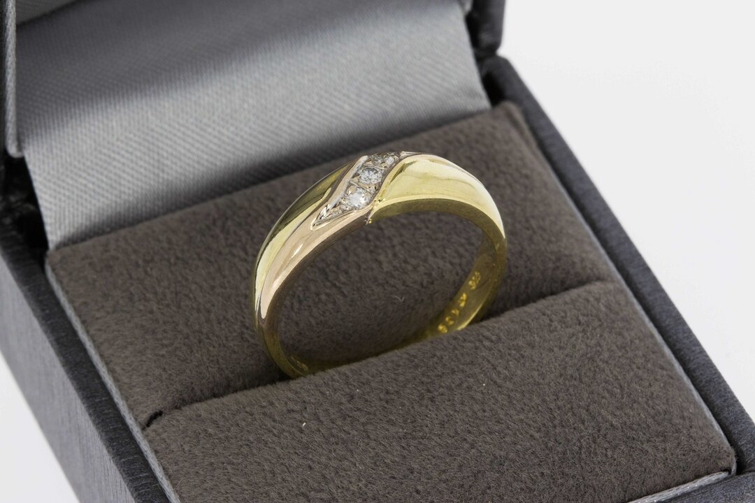 14 Karaat geel gouden Diamant Ring - 17,9