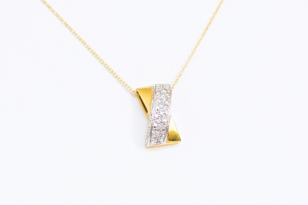 18 Karaat -Balmain- gouden diamant hanger