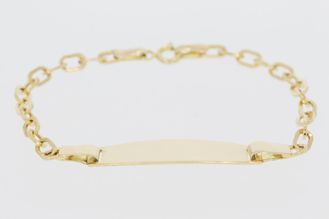 14 Karaat gouden armbandje met naamplaat - 15,5 cm