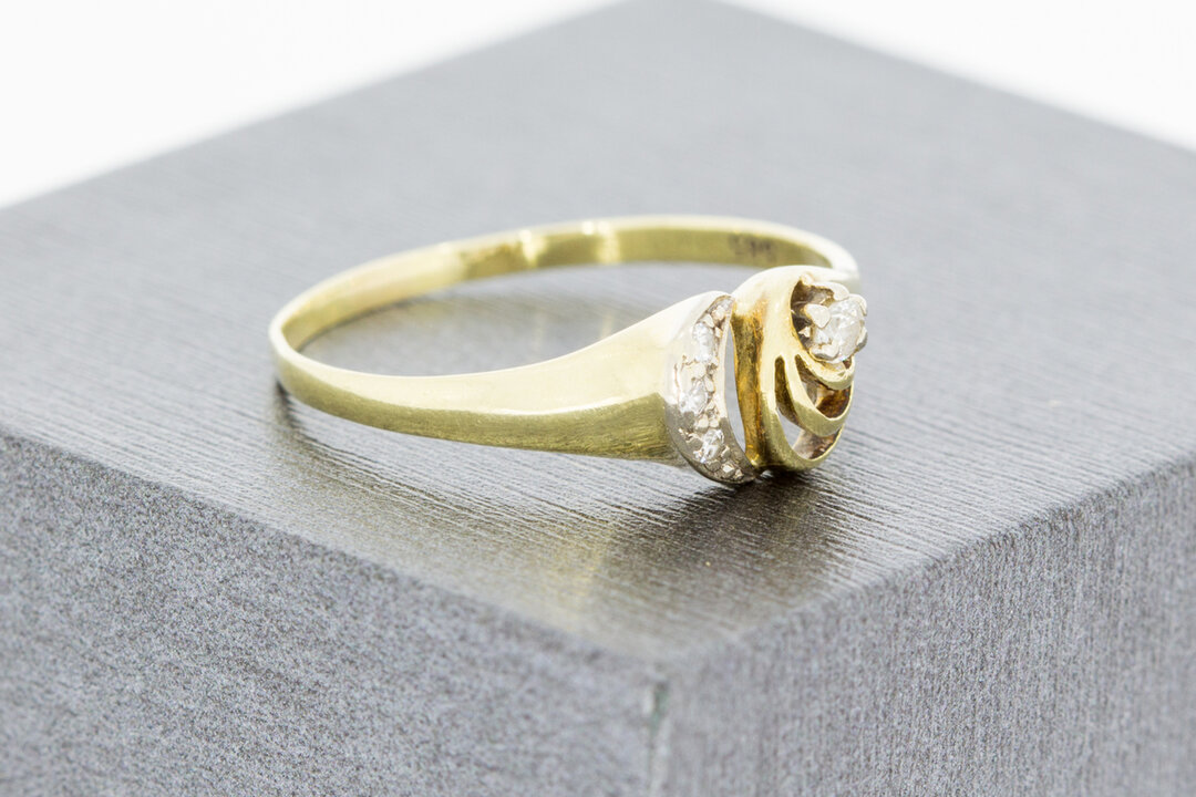 14 Karaat bicolor gouden ring gezet met Zirkonia - 19,1