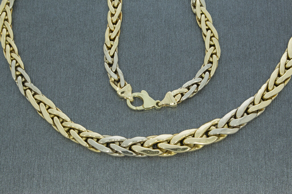 14 Karaat bicolor gouden Vossenstaart ketting - 47,5 cm