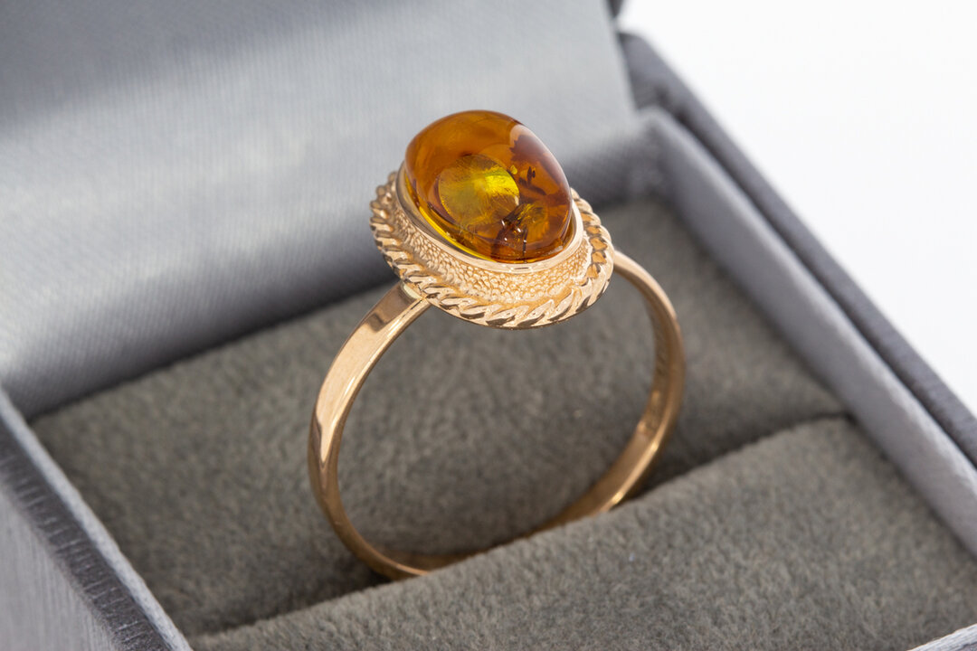 14 Karaat Rose gouden ring gezet met Barnsteen - 19 mm