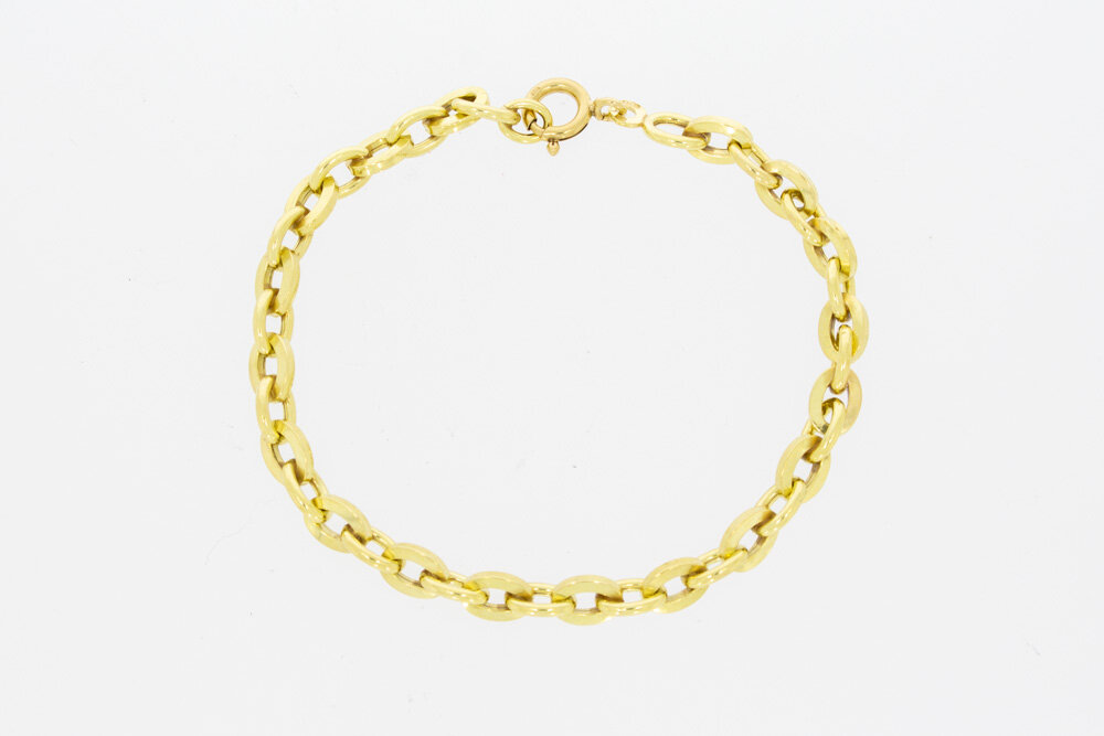 18 Karaat geel gouden Anker schakelarmband - 20 cm