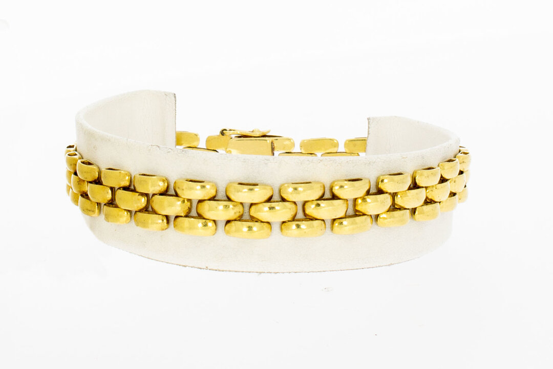 18 Karaat gouden Tank Staafjes armband - 20 cm